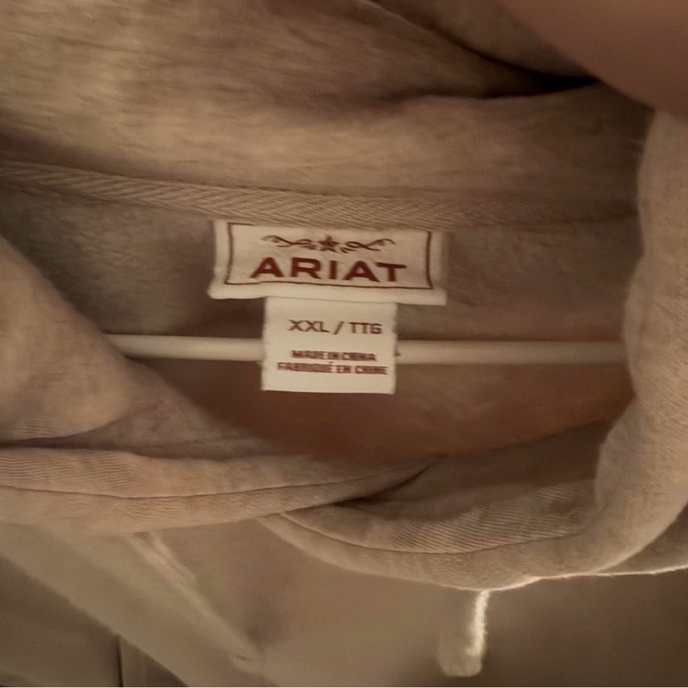 Ariat Beige Hoodie with pink Accents - Picture 2 of 2